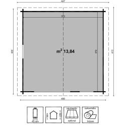 Casetta in legno non trattato mod. VALENCIA 400x 400cm. - Caratteristiche