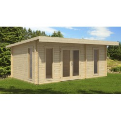 Casa in legno non trattato mod. AURORA 587 x 377cm. - Infissi Doppi Vetri