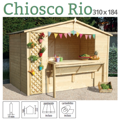 Chiosco in legno mod. RIO 310x184cm.