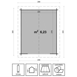 Casetta in abete grezzo non trattato mod. VIOLA 246 x 300cm. - Caratteristiche