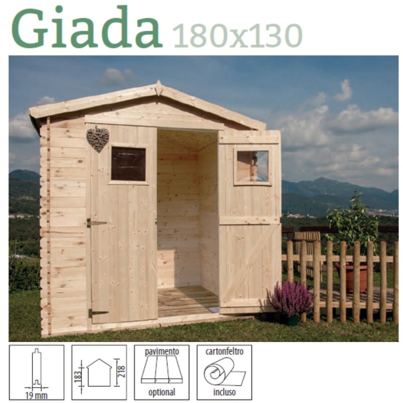 Casetta in pino grezzo non trattato mod. GIADA 180 x 130cm.