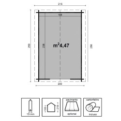 Casetta in pino grezzo non trattato mod. GRETA 200x250cm. - Caratteristiche