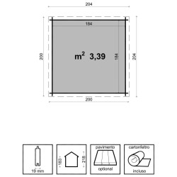 Casetta in pino grezzo non trattato mod. BIRBA 200x200cm. - Caratteristiche