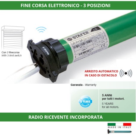 Motoriduttore V6 RX.E4 - 3 finecorsa - Radioricevente integrata - Rilevamento ostacoli