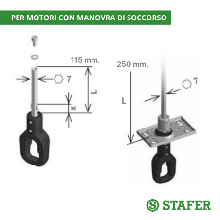 Asta di comando per motori con manovra di soccorso