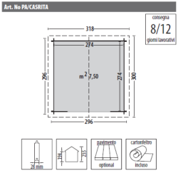 Casetta impregnata Mod. RITA 300x300cm. - Caratteristiche