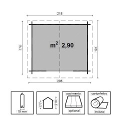 Casetta impregnata Mod. CLARA 206x176cm. - Caratteristiche