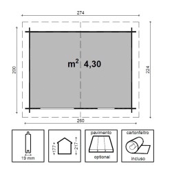 Casetta impregnata Mod. AGATA 260x200cm. - Caratteristiche